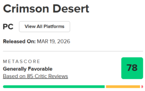 붉은사막 메타크리틱 점수